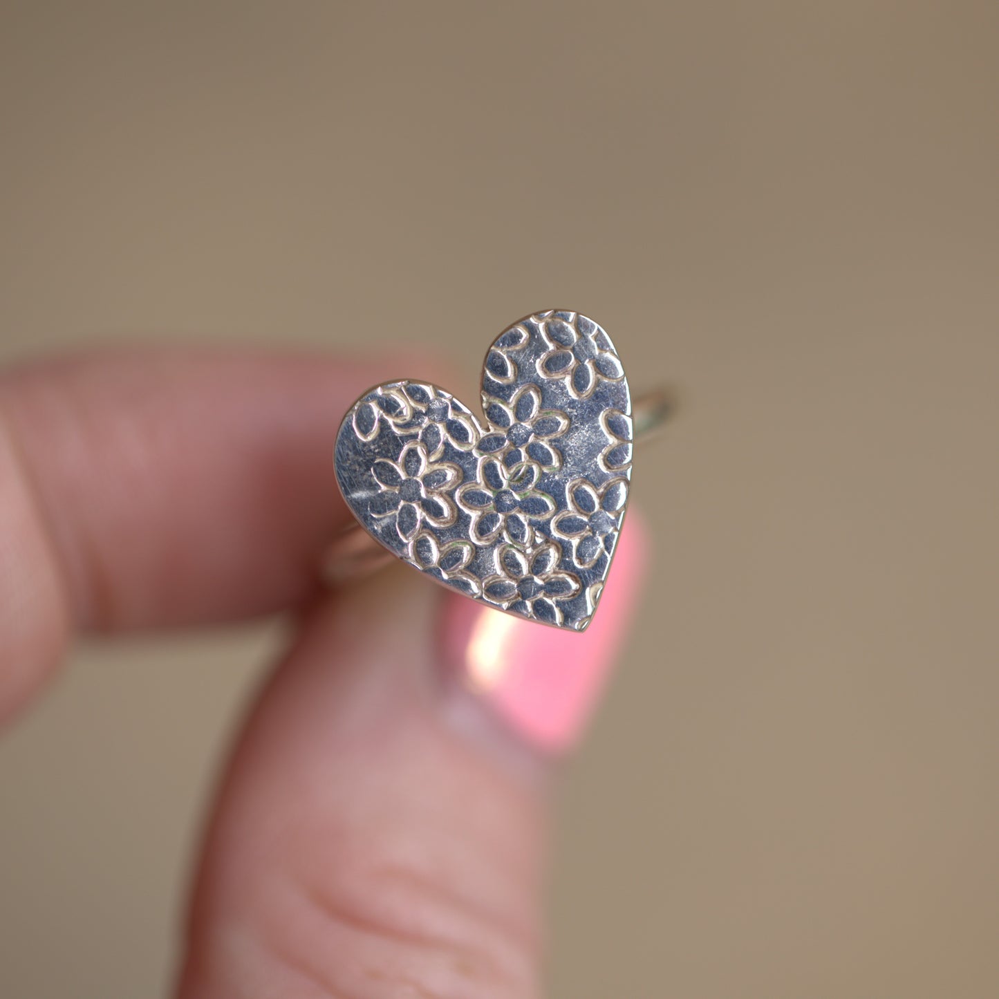 Silver Flower Heart