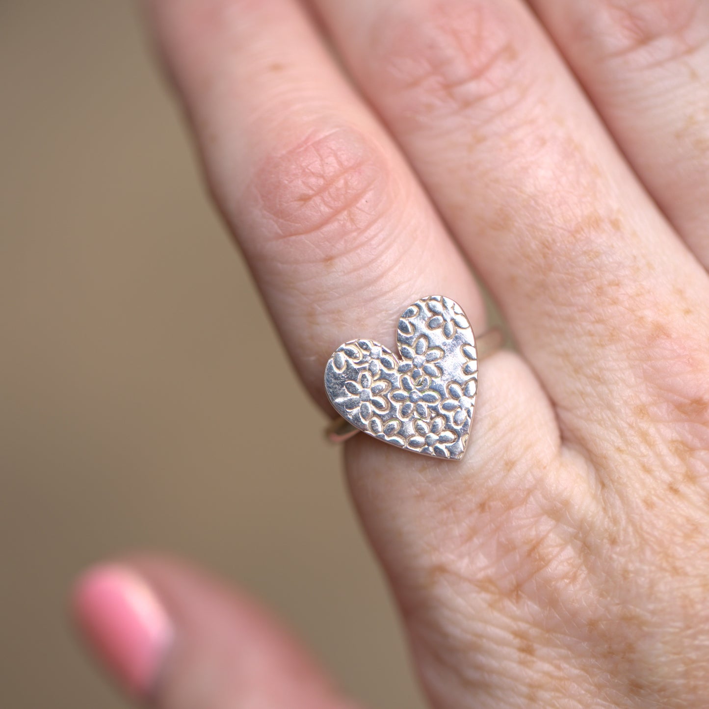 Silver Flower Heart
