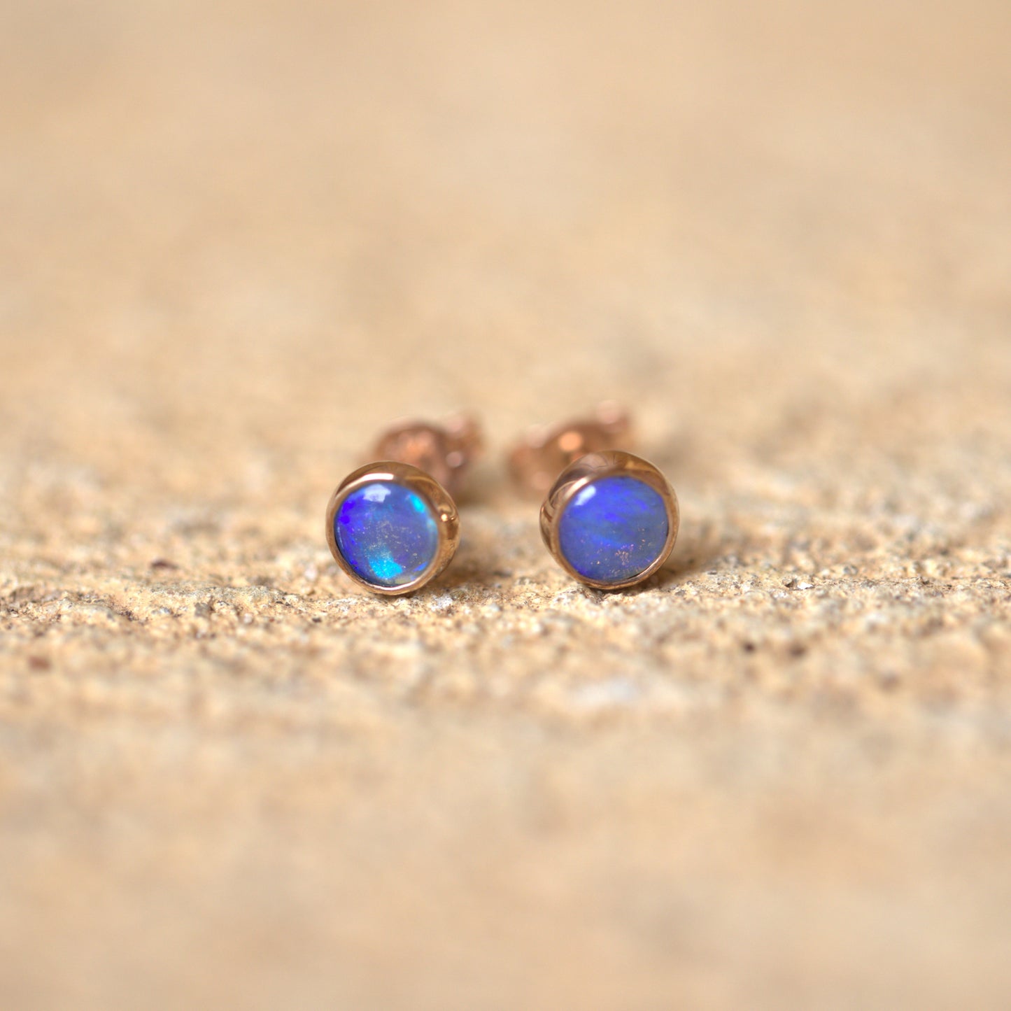 Rose Gold Blue Purple Opal 5mm Studs