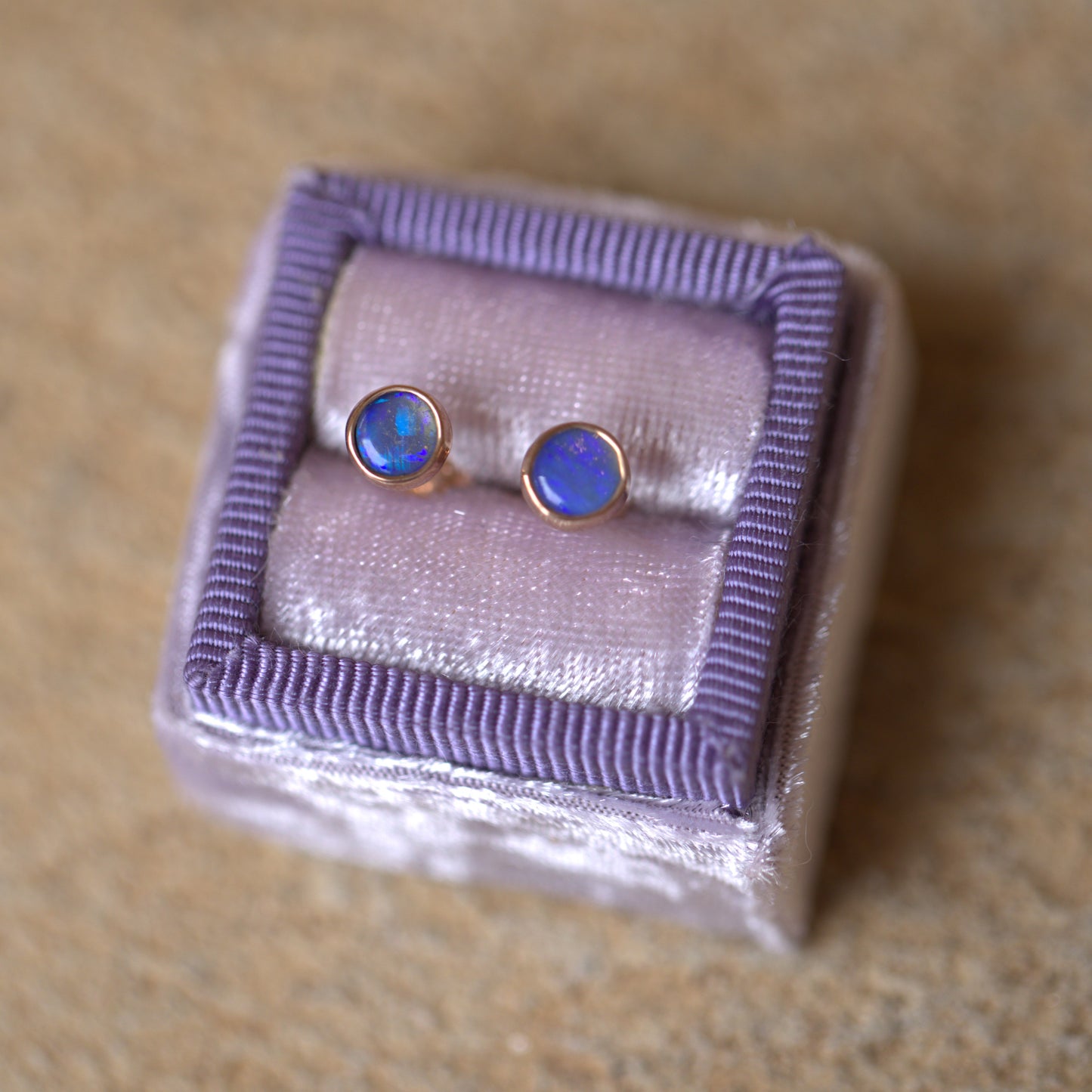 Rose Gold Blue Purple Opal 5mm Studs