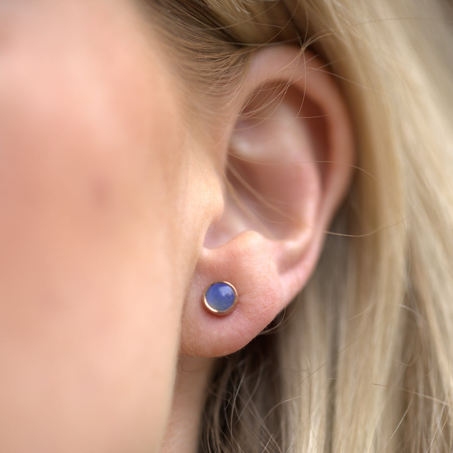 Rose Gold Blue Purple Opal 5mm Studs