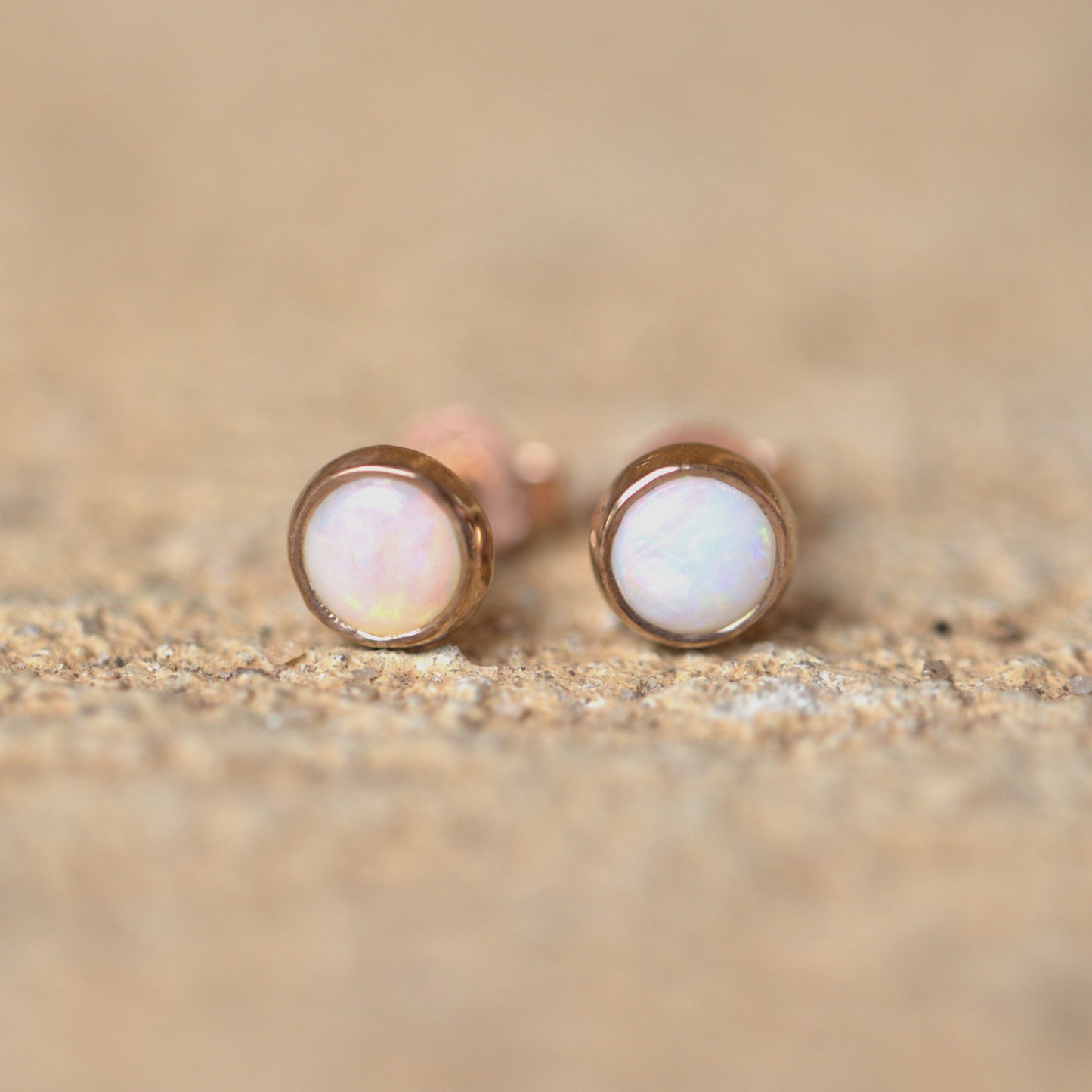 White Opal Rose Gold 5mm Studs