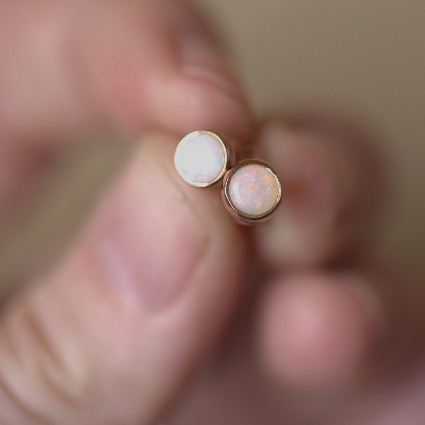 White Opal Rose Gold 5mm Studs