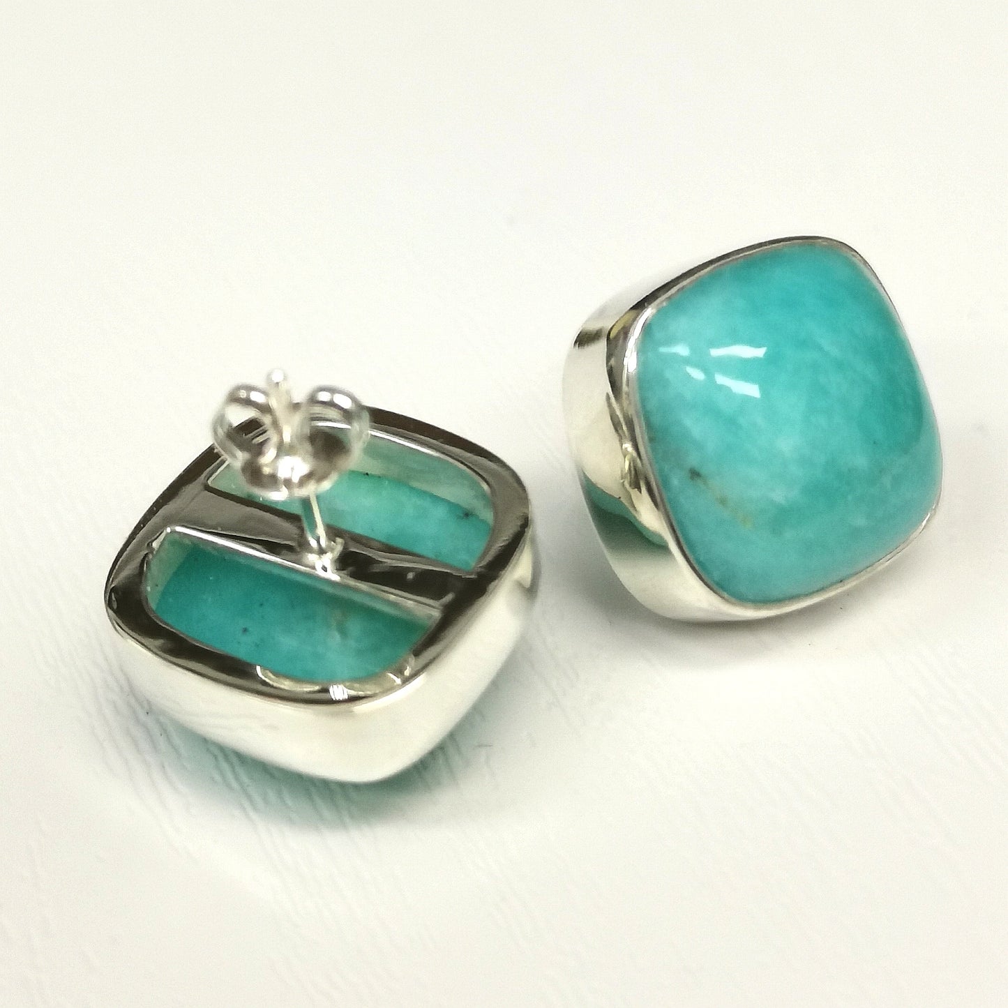 Silver Amazonite Studs