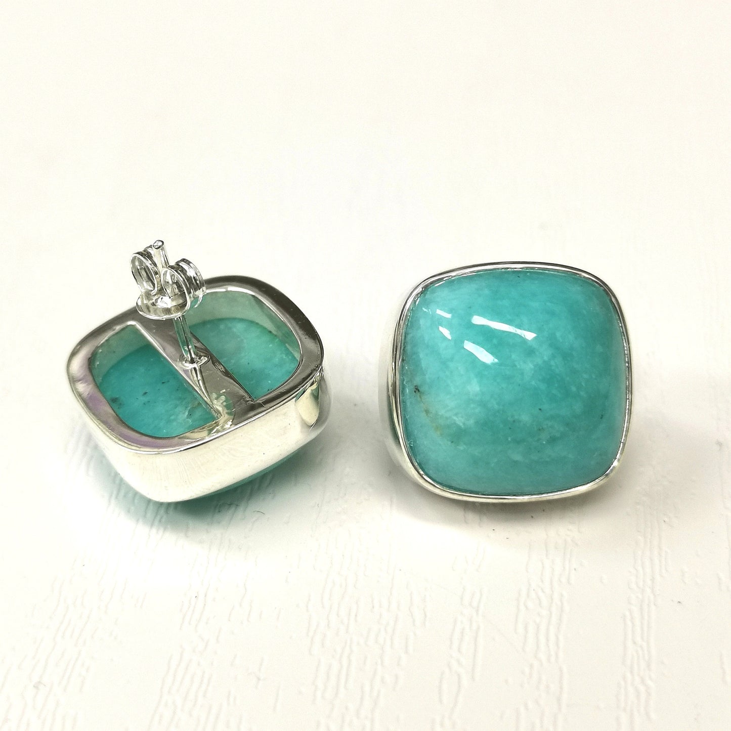 Silver Amazonite Studs