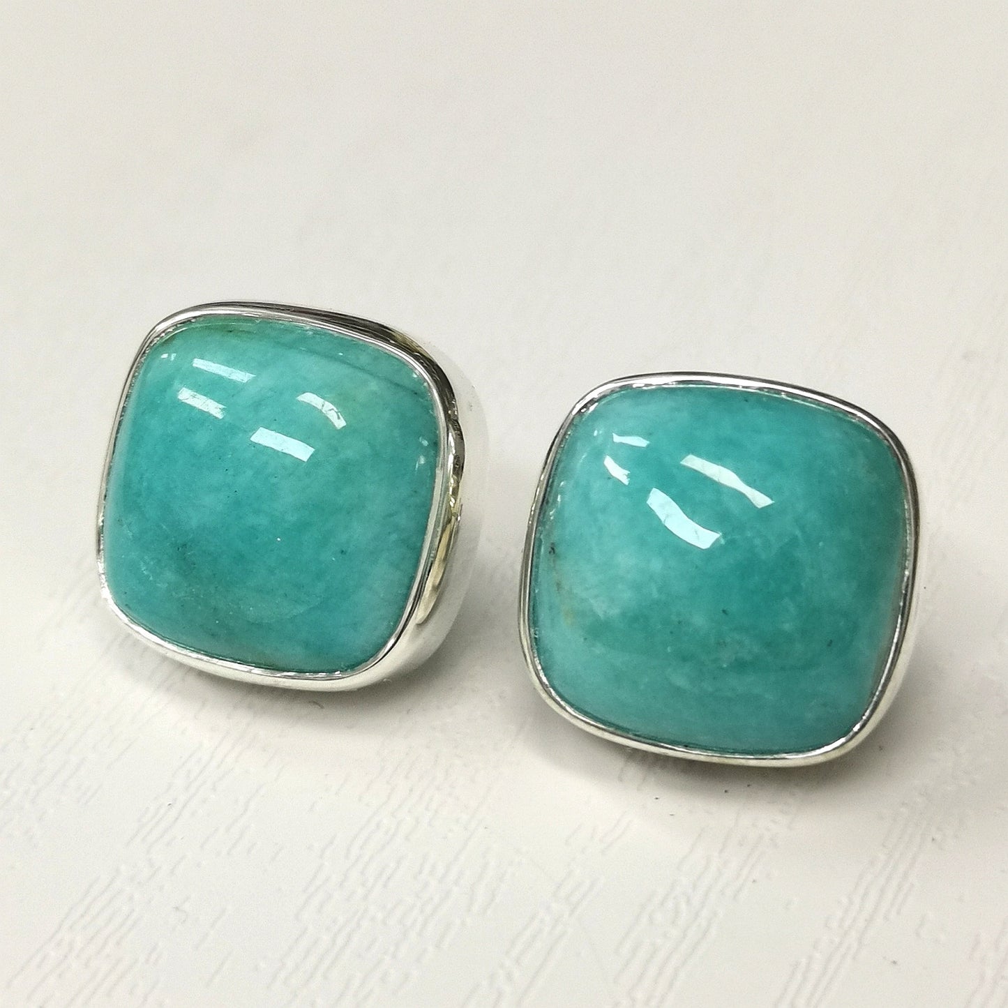 Silver Amazonite Studs