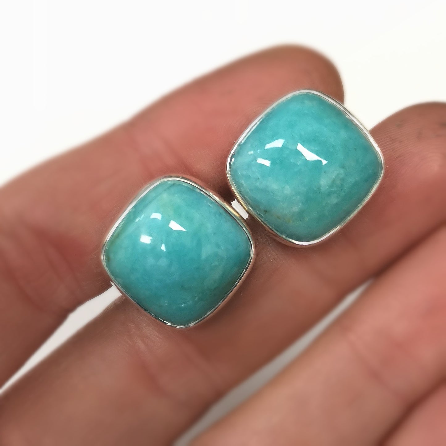 Silver Amazonite Studs