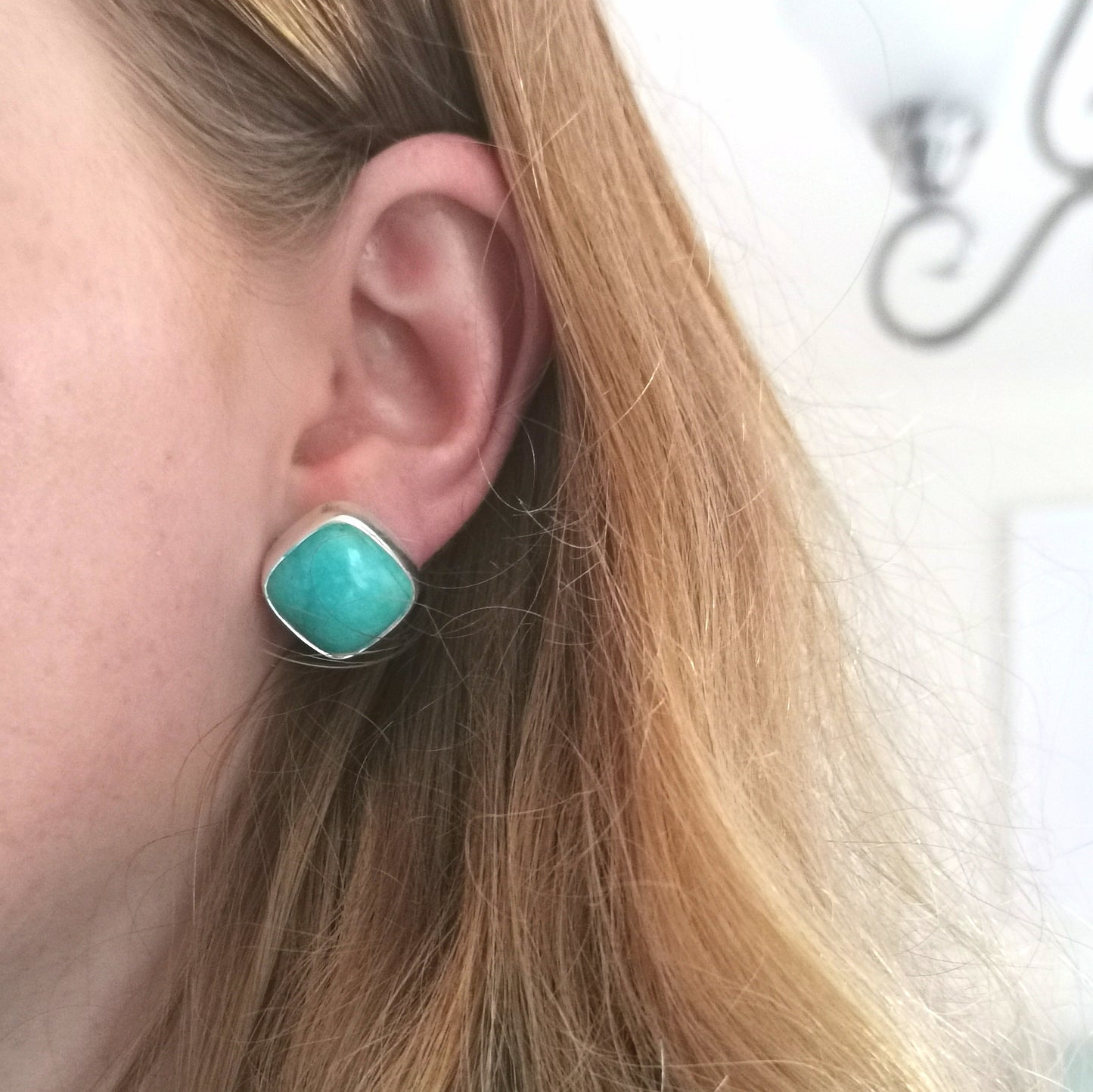 Silver Amazonite Studs