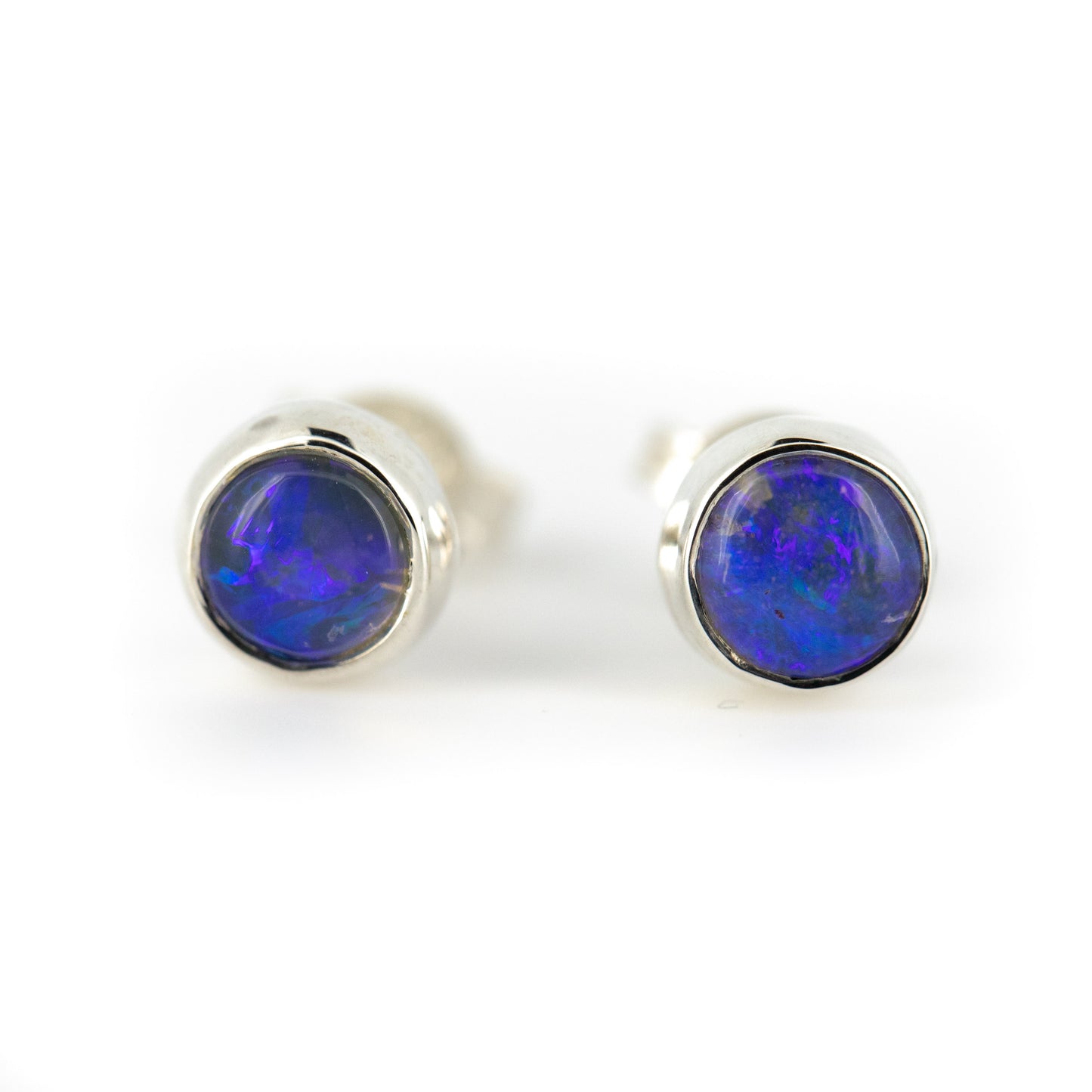 Silver Blue-Purple Opal Studs 5mm