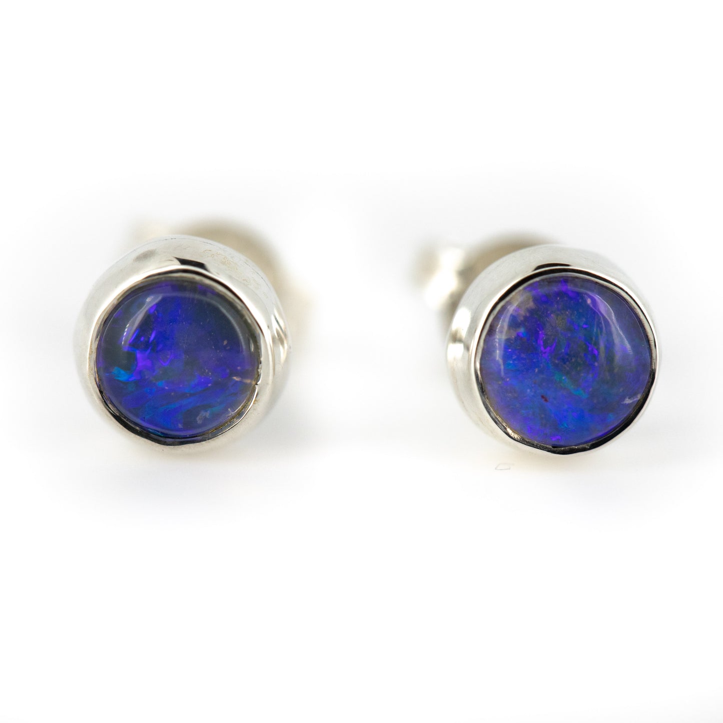 Silver Blue-Purple Opal Studs 5mm