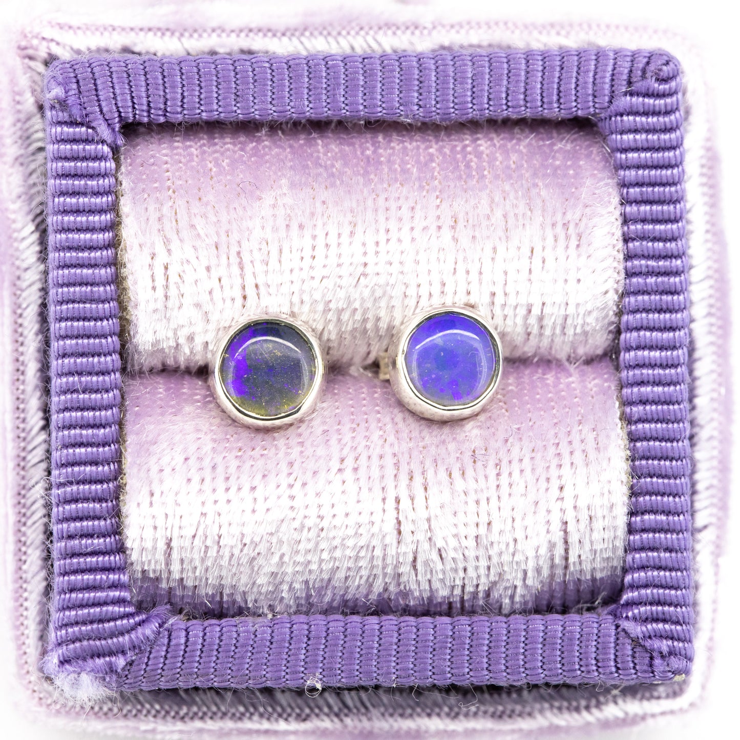 Silver Blue-Purple Opal Studs 5mm