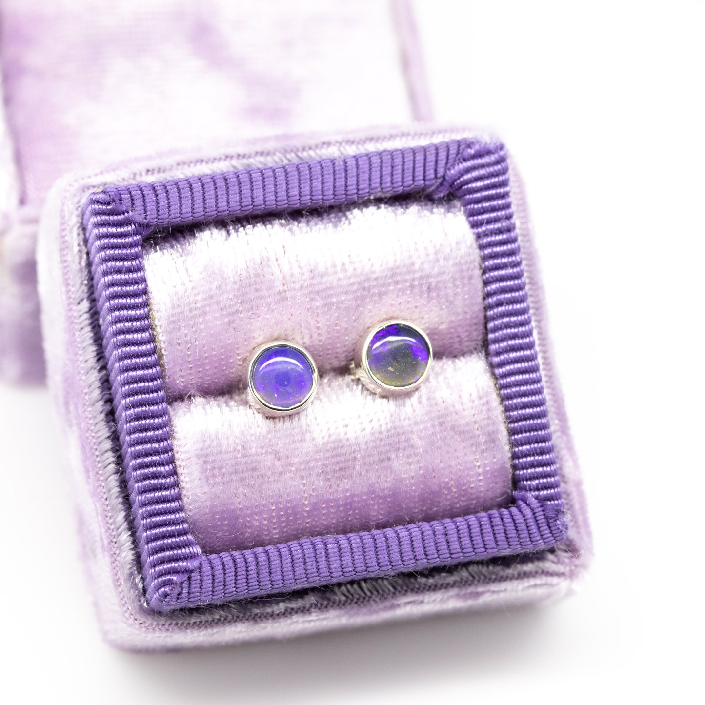 Silver Blue-Purple Opal Studs 5mm