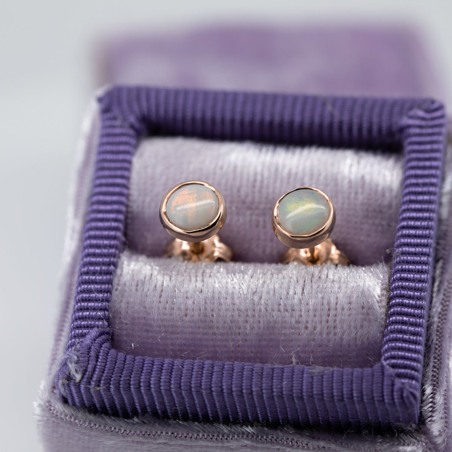 White Opal Rose Gold 5mm Studs