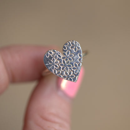 Silver Flower Heart
