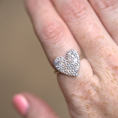 Silver Flower Heart