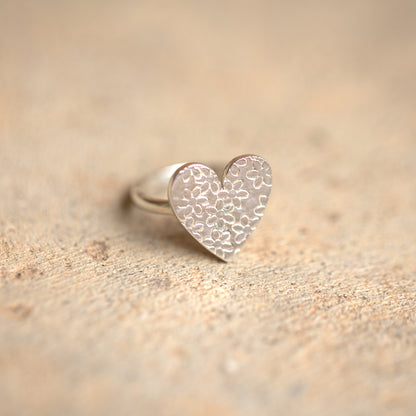 Silver Flower Heart