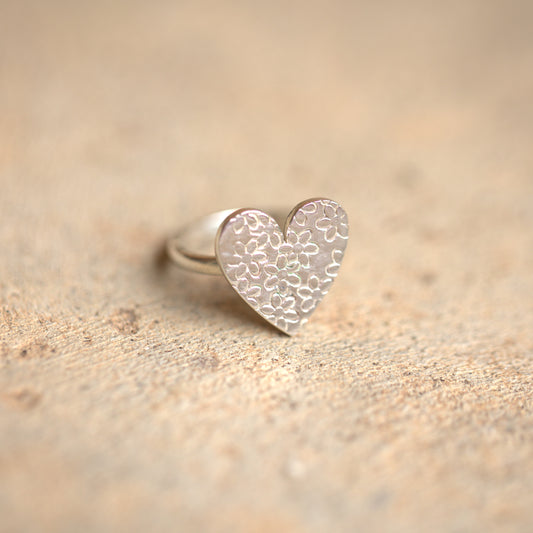 Silver Flower Heart