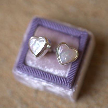 Heart Pearl Studs