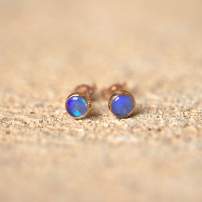 Rose Gold Blue Purple Opal 5mm Studs