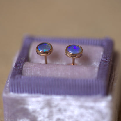 Rose Gold Blue Purple Opal 5mm Studs