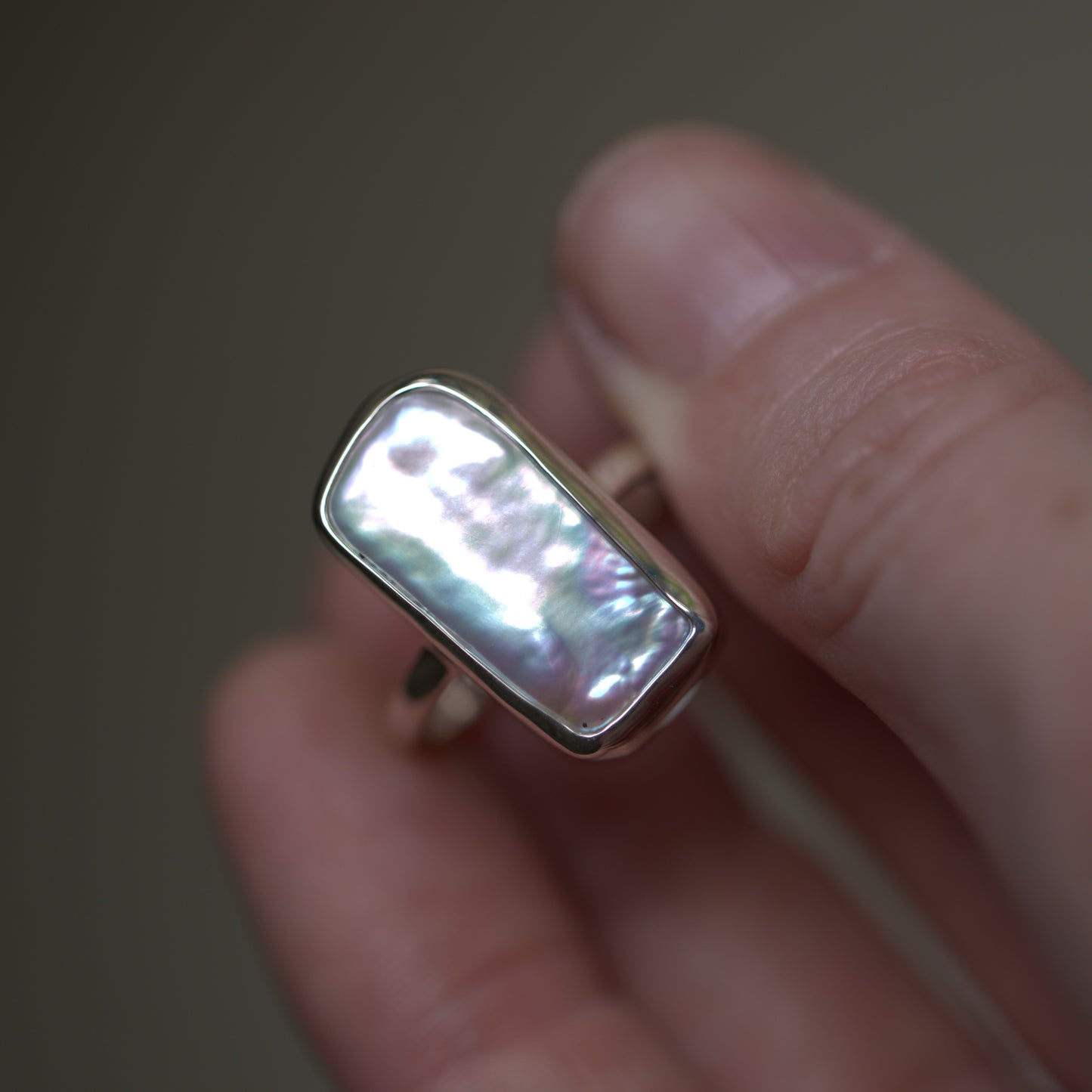 Rectangle Pearl Ring