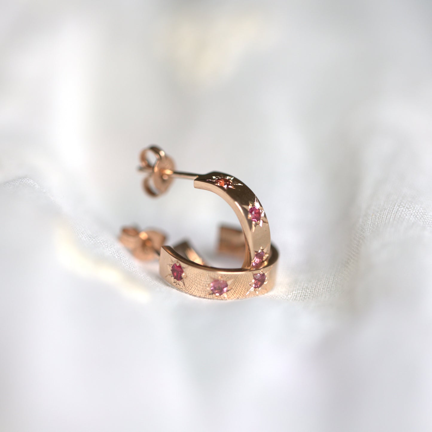 Celestial Rose Gold Stars Pink Spinel