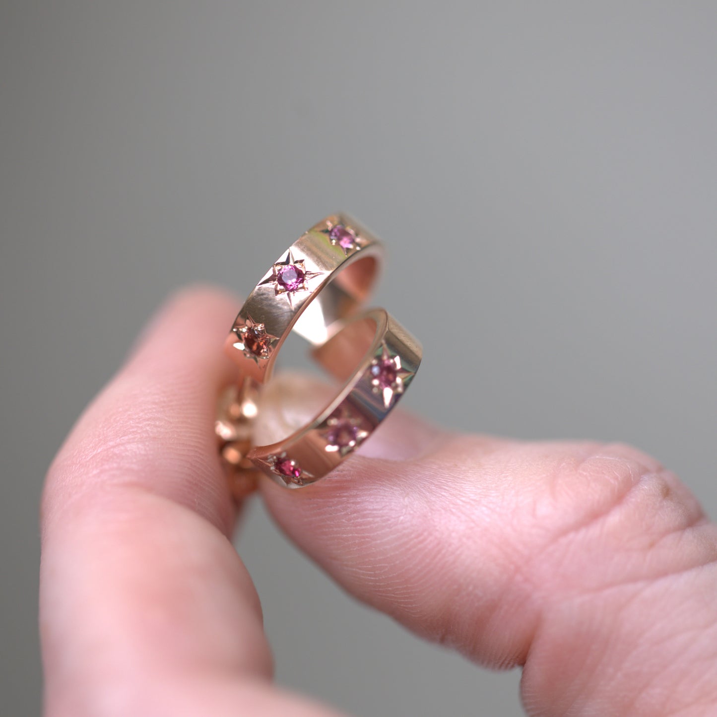 Celestial Rose Gold Stars Pink Spinel