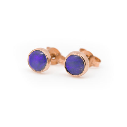 Blue Purple Opal Rose Gold 5mm Studs