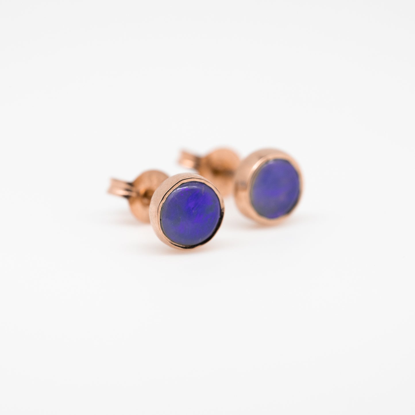 Rose Gold Blue Purple Opal 5mm Studs