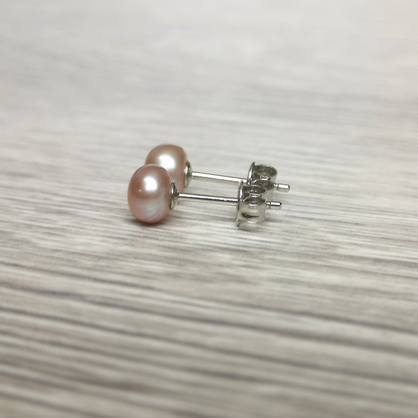 Peachy Pink Pearl Studs 6mm