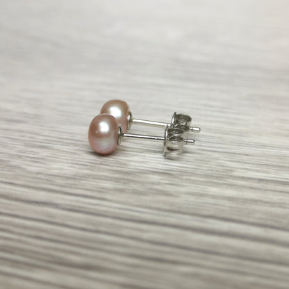 Peachy Pink Pearl Studs 6mm