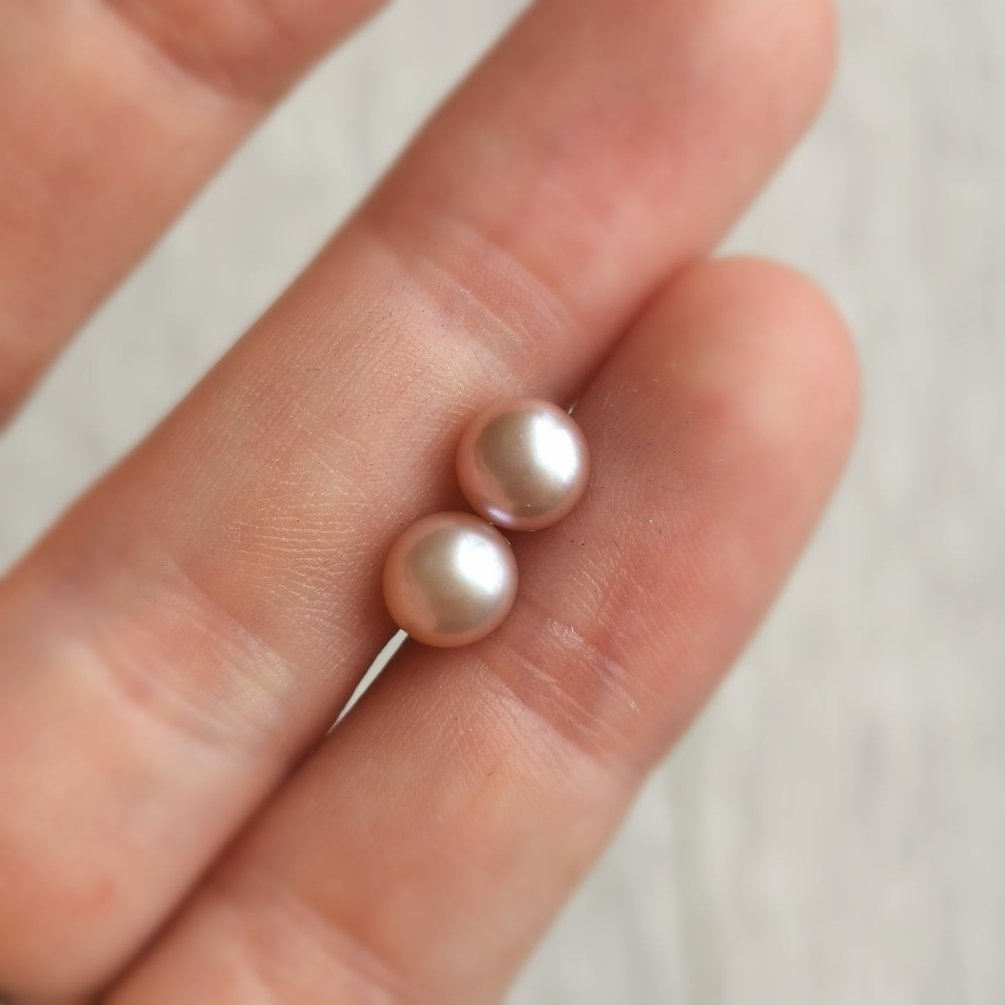 Peachy Pink Pearl Studs 6mm