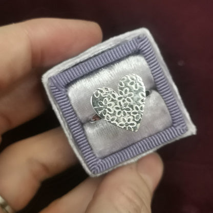 Silver Flower Heart