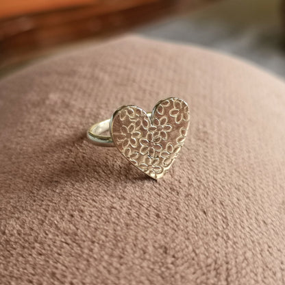 Silver Flower Heart