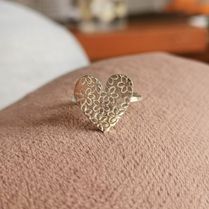 Silver Flower Heart