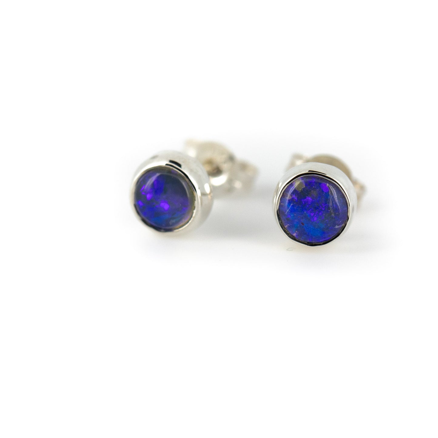 Blue-Purple Silver Opal Studs 5mm