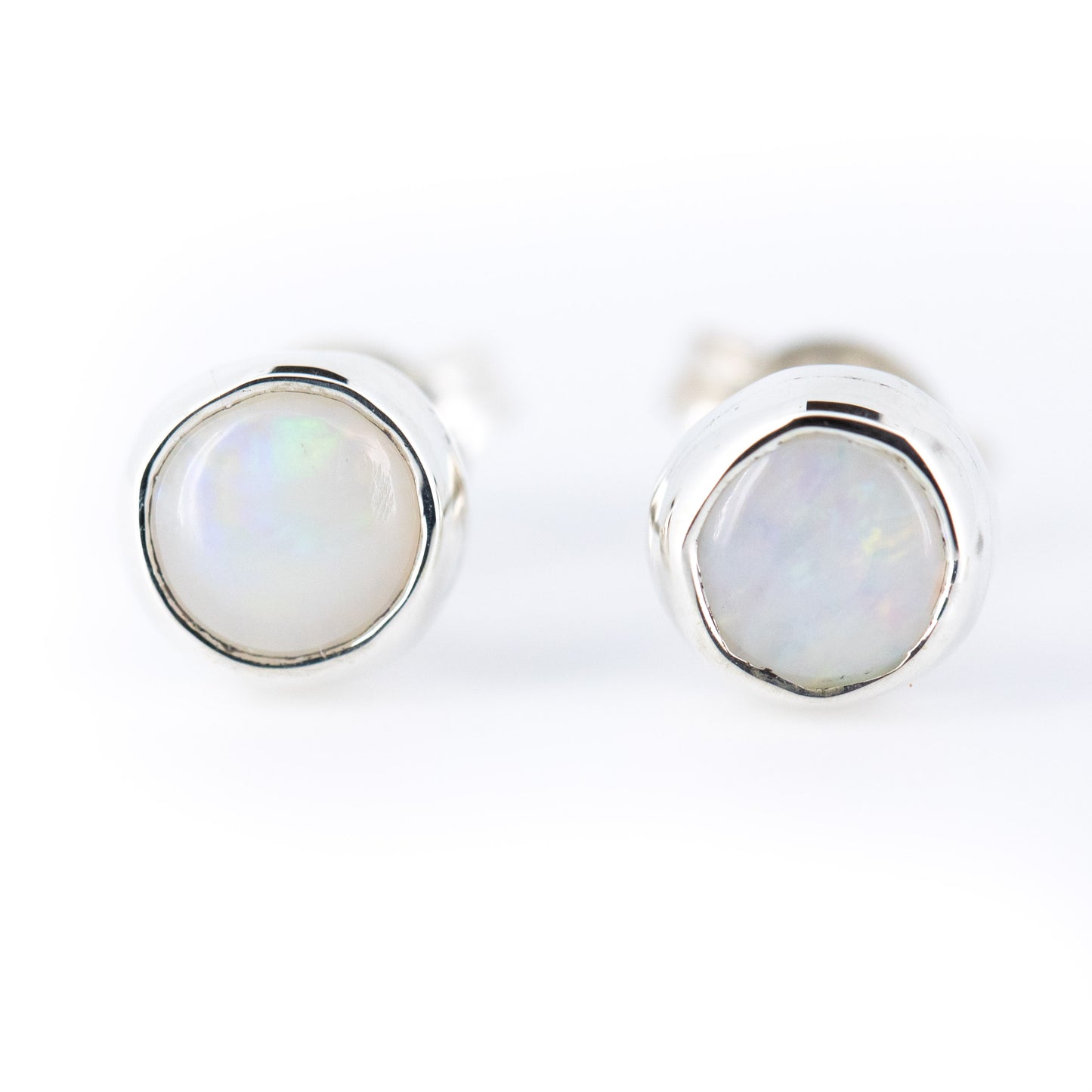 White Opal Silver Studs 5mm