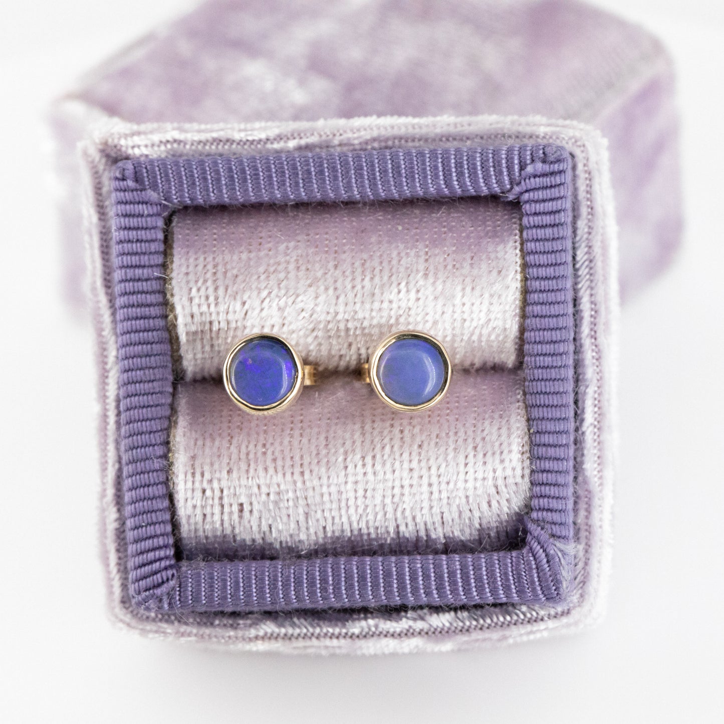 Gold Blue Purple Opal 5mm Studs