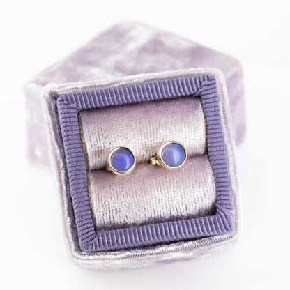 Gold Blue Purple Opal 5mm Studs