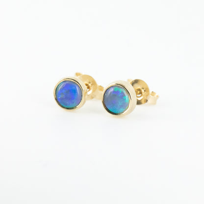 Green Blue Opal Gold 5mm Studs