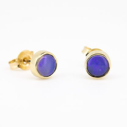 Gold Blue Purple Opal 5mm Studs