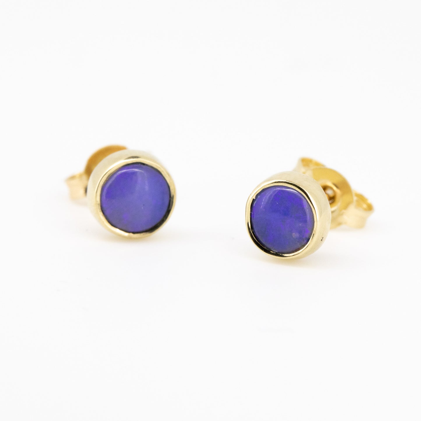 Gold Blue Purple Opal 5mm Studs