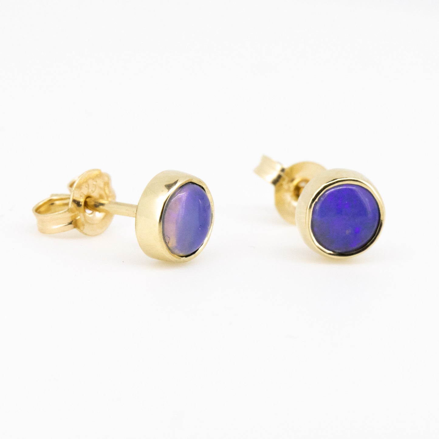 Gold Blue Purple Opal 5mm Studs