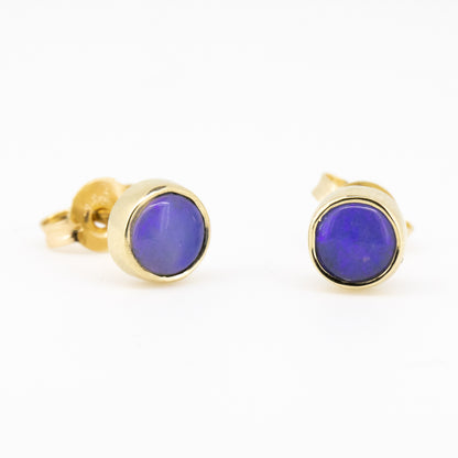 Gold Blue Purple Opal 5mm Studs