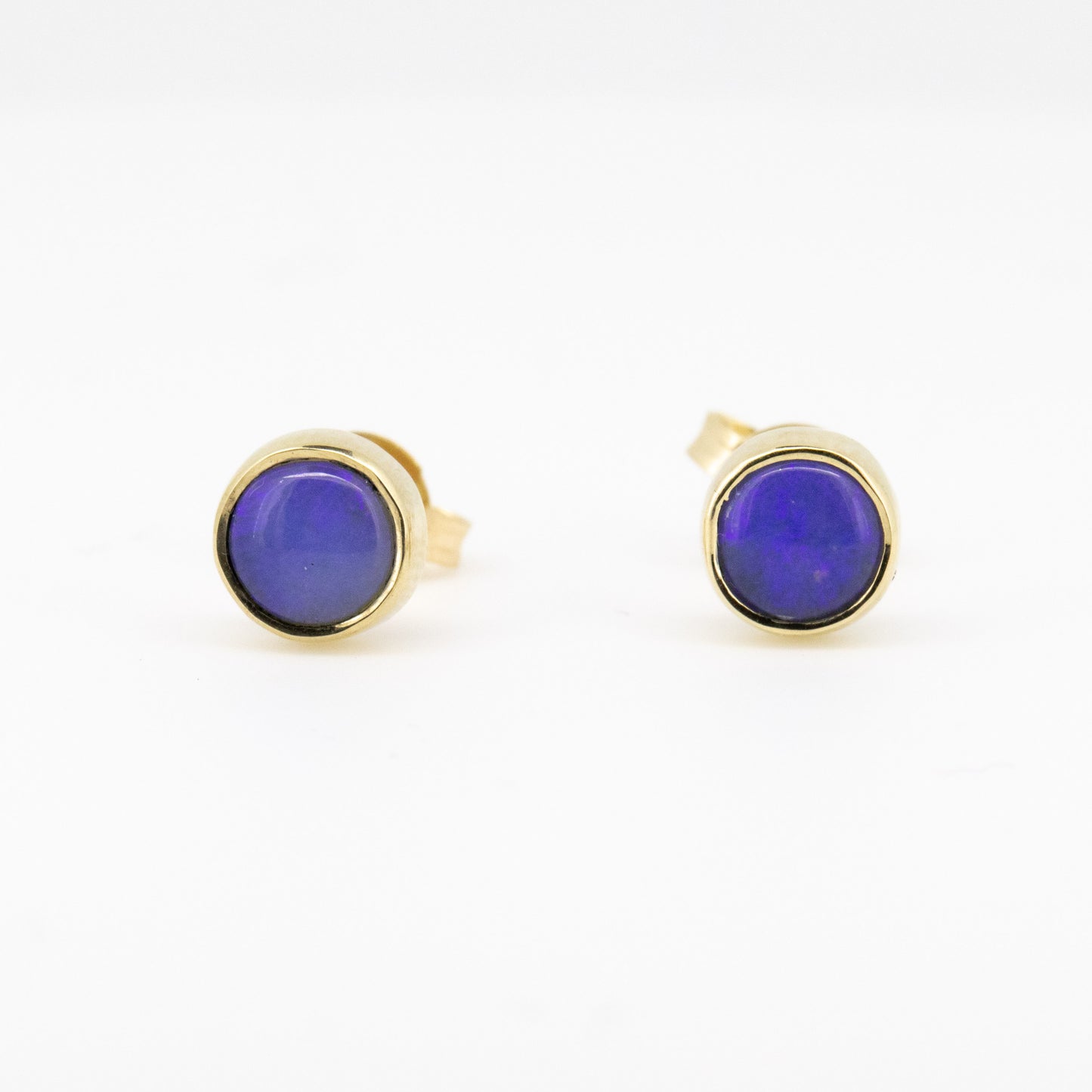 Blue Purple Opal Gold 5mm Studs