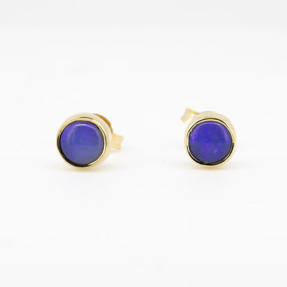 Blue Purple Opal Gold 5mm Studs