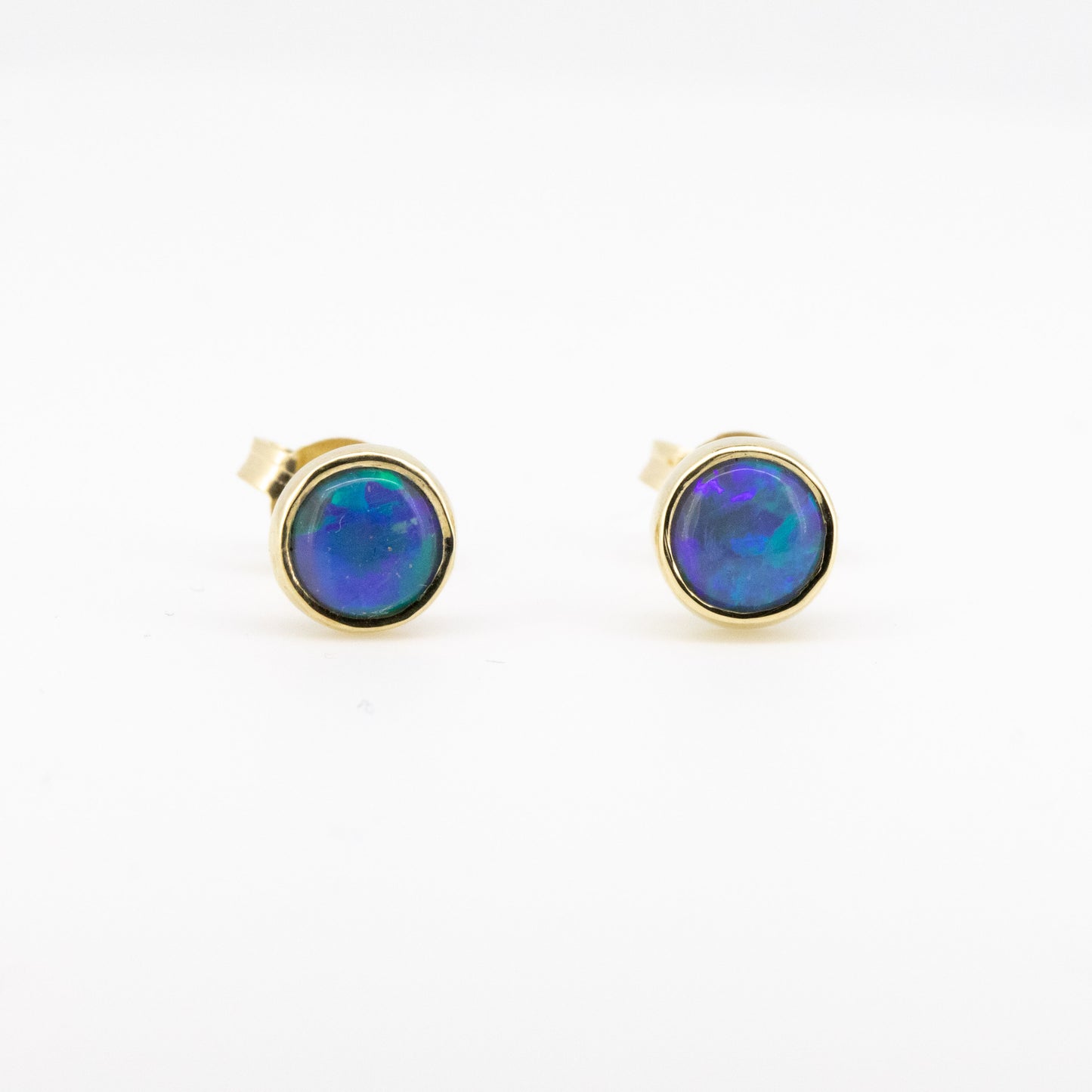 Green Blue Opal Gold 5mm Studs