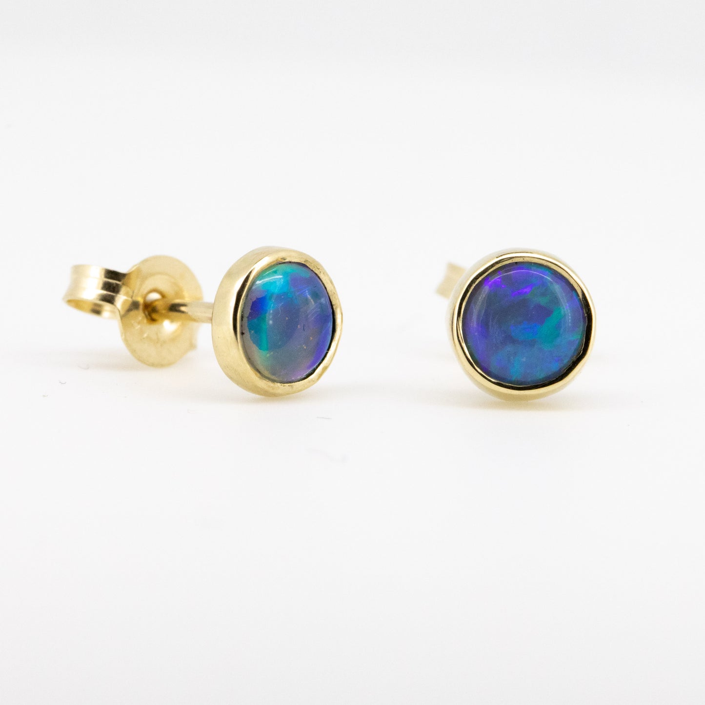 Green Blue Opal Gold 5mm Studs