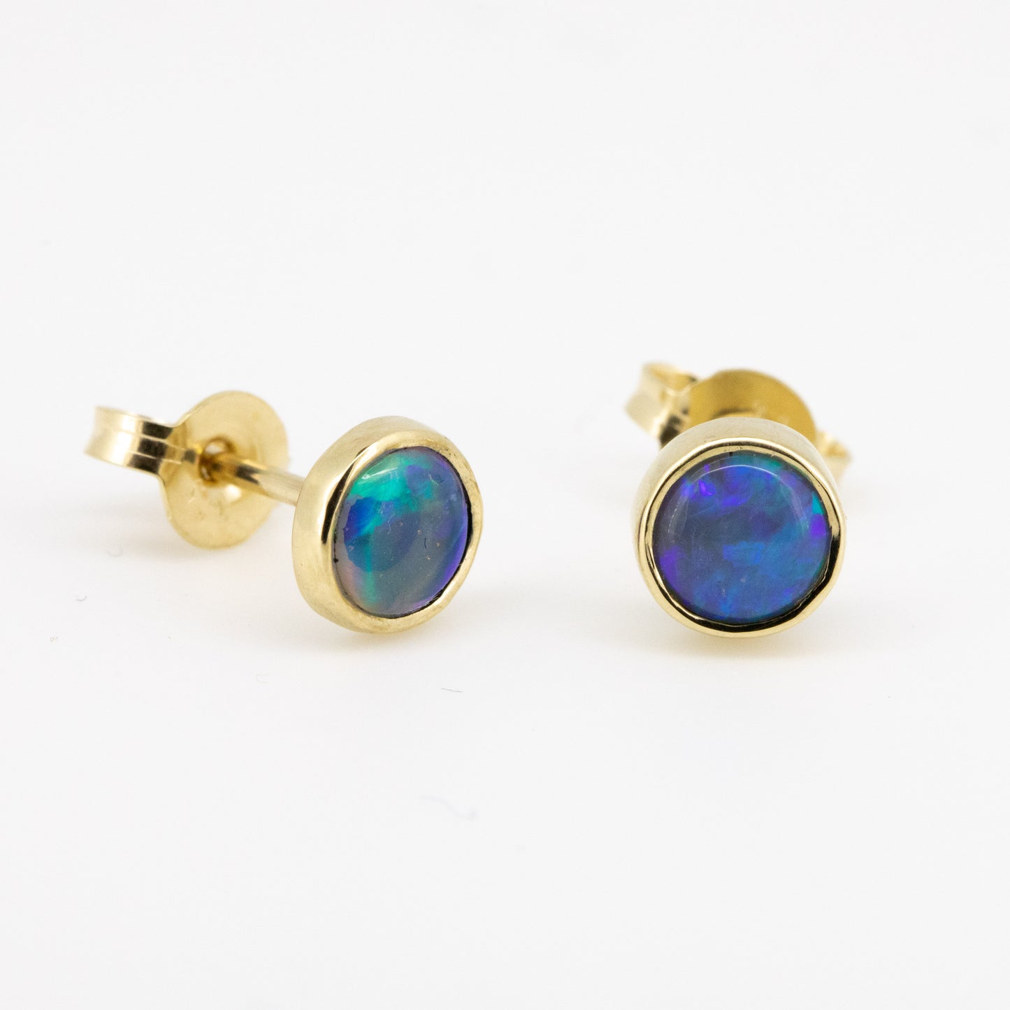 Green Blue Opal Gold 5mm Studs