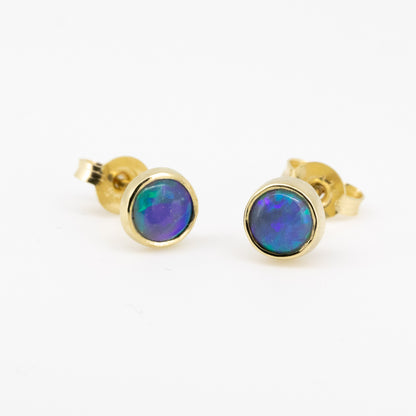 Green Blue Opal Gold 5mm Studs